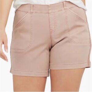 Spanx Stretch Twill Shorts Pull On 5" Ice Pink Comfort Medium
